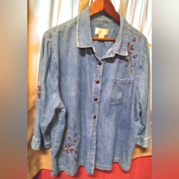 C J Banks vintage  embroidered denim shirt jacket - Picture 1 of 5